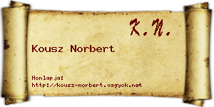 Kousz Norbert névjegykártya